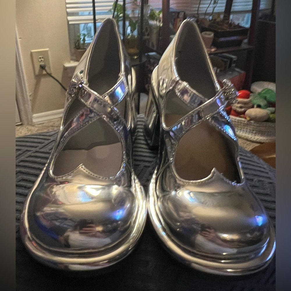 Sugar thrillz silver Mary Janes by dolls kill